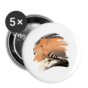 Wiedehopf (Upupa epops) Vogel des Jahres 2022 - Buttons groß 56 mm (5er Pack) - Weiß - Vorne