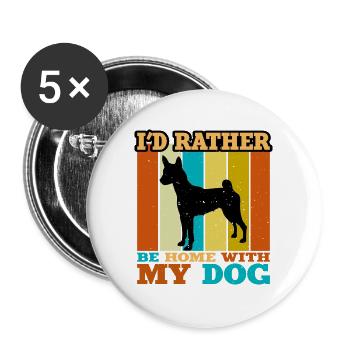 Basenji Hundeliebhaber Silhouette Vintage Sonnenuntergang - Buttons groß 56 mm (5er Pack) - Weiß - Vorne