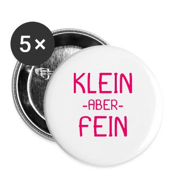 Spruch Kleiner aber fein - Buttons groß 56 mm (5er Pack) - Weiß - Vorne