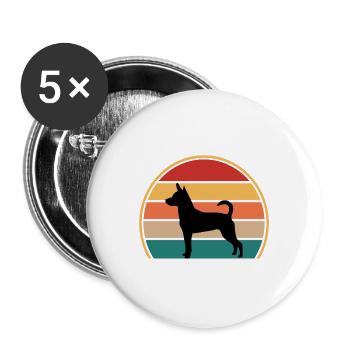 Decker Rat Terrier Hund Silhouette Retro Sonnenuntergang - Buttons groß 56 mm (5er Pack) - Weiß - Vorne