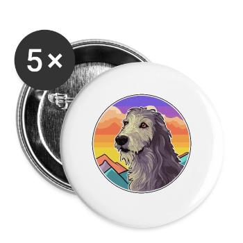 Scottish Deerhound Hunderasse Cartoon Kawaii Waterc - Buttons groß 56 mm (5er Pack) - Weiß - Vorne