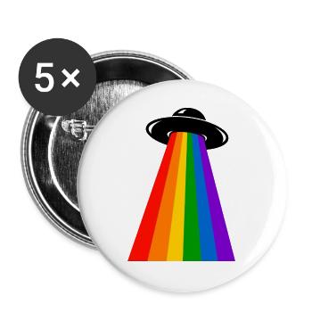 UFO Regenbogen - Buttons groß 56 mm (5er Pack) - Weiß - Vorne