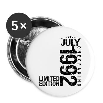 Geburtstag 1992 Juli 1992 Juli 1992 - Buttons groß 56 mm (5er Pack) - Weiß - Vorne