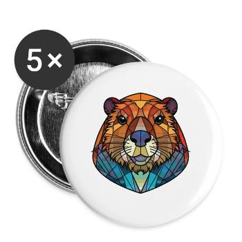 Murmeltier buntes Aquarell Tier Illustration - Buttons groß 56 mm (5er Pack) - Weiß - Vorne