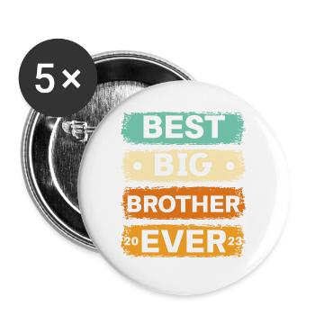 Best Big Bro Ever 2023 - Buttons groß 56 mm (5er Pack) - Weiß - Vorne