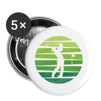 Golfer Golfschläger Golfen Golfspieler Golf - Buttons groß 56 mm (5er Pack) - Weiß - Vorne