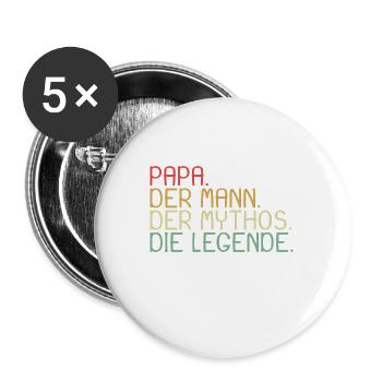 Papa der Mann Der Mythos Die Legende - Buttons groß 56 mm (5er Pack) - Weiß - Vorne