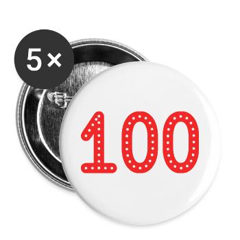 100. 100 JAHRE. 100-JÄHRIGES JUBILÄUM. 100. GEBURTSTAG - Buttons groß 56 mm (5er Pack) - Weiß - Vorne