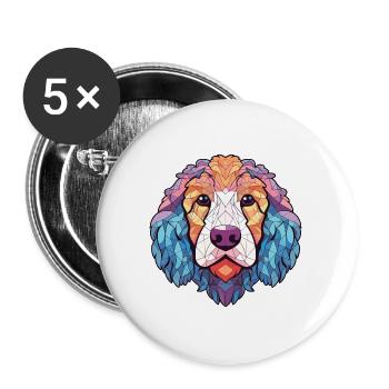 Deutscher Schafpudel Hunderasse Buntes Aquarell - Buttons groß 56 mm (5er Pack) - Weiß - Vorne