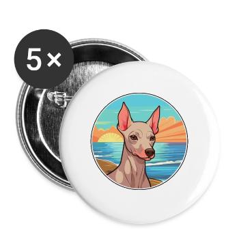 Peruanische haarlose Hunderasse Cartoon Kawaii Clipart - Buttons groß 56 mm (5er Pack) - Weiß - Vorne
