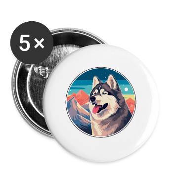 Alaska Malamute Hunderasse Cartoon Kawaii Watercol - Buttons groß 56 mm (5er Pack) - Weiß - Vorne