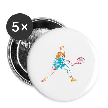 Flinker Tennisspieler Matchball - Buttons groß 56 mm (5er Pack) - Weiß - Vorne