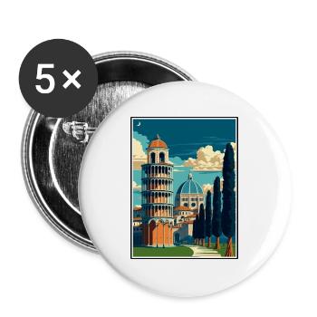 Pisa Italien Vintage Reiseposter WPA Souvenir - Buttons groß 56 mm (5er Pack) - Weiß - Vorne