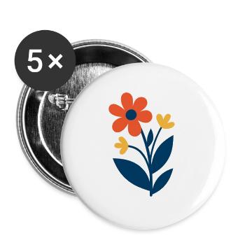 Florale Formen – frisch & farbenfroh - Buttons groß 56 mm (5er Pack) - Weiß - Vorne