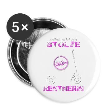 Rentnerin Oma Rente - Buttons groß 56 mm (5er Pack) - Weiß - Vorne