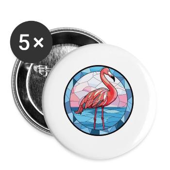 Flamingo Bunte Aquarell-Tierillustration - Buttons groß 56 mm (5er Pack) - Weiß - Vorne