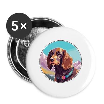 Picardie Spaniel Hund Rasse Cartoon Kawaii Watercolo - Buttons groß 56 mm (5er Pack) - Weiß - Vorne