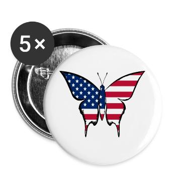 USA Flagge Schmetterling - Buttons groß 56 mm (5er Pack) - Weiß - Vorne