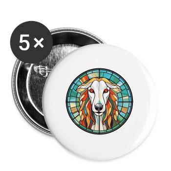 Barsoi-Hunderasse Bunte Aquarell-Illustration - Buttons groß 56 mm (5er Pack) - Weiß - Vorne