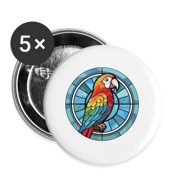 Papagei Buntes Aquarell Tier Haustier Illustration - Buttons groß 56 mm (5er Pack) - Weiß - Vorne