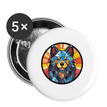 Schipperke Hunderasse Aquarell Glas Illustration - Buttons groß 56 mm (5er Pack) - Weiß - Vorne