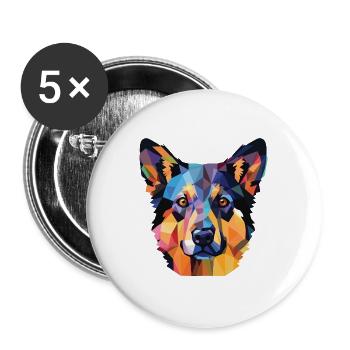 Kroatische Schäferhundrasse buntes Aquarell - Buttons groß 56 mm (5er Pack) - Weiß - Vorne