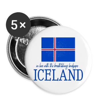 Iceland flag - Buttons groß 56 mm (5er Pack) - Weiß - Vorne