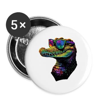 Krokodil Alligator Reptilien Kroko Liebe Krokodile - Buttons groß 56 mm (5er Pack) - Weiß - Vorne