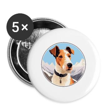 Foxterrier Glatte Hunderasse Cartoon Kawaii Waterc - Buttons groß 56 mm (5er Pack) - Weiß - Vorne