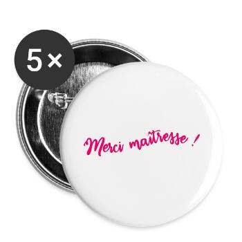 DANKE. DANKE, HERRIN. - DU SCHEINSAE. URLAUB - Buttons groß 56 mm (5er Pack) - Weiß - Vorne