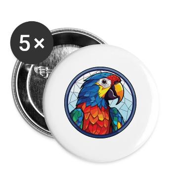 Papagei Buntes Aquarell Tier Haustier Illustration - Buttons groß 56 mm (5er Pack) - Weiß - Vorne