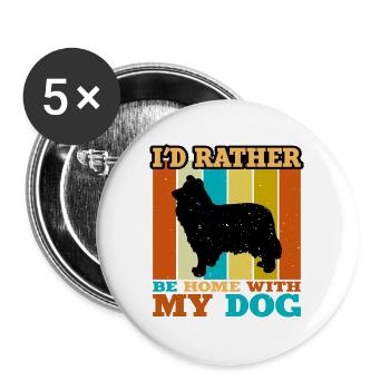 Collie Rough Dog Lover Silhouette Vintage Sunset - Buttons groß 56 mm (5er Pack) - Weiß - Vorne