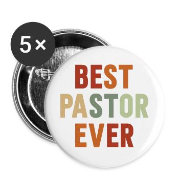 Bester Pastor Ever Vintage - Buttons groß 56 mm (5er Pack) - Weiß - Vorne