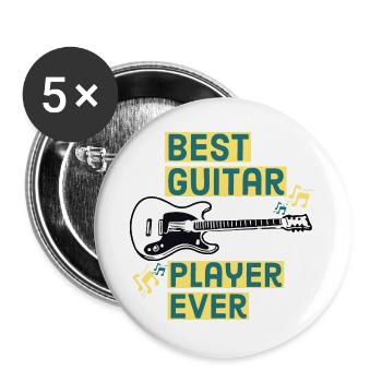 Der beste Gitarrist für immer - Buttons groß 56 mm (5er Pack) - Weiß - Vorne