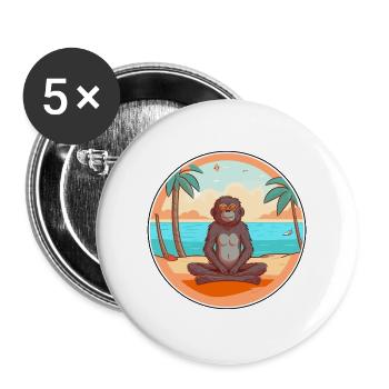 Pavian Cartoon Yoga Strand Sommer Illustration - Buttons groß 56 mm (5er Pack) - Weiß - Vorne