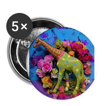 Karnevalsfreunde Grünes Pferd - Buttons groß 56 mm (5er Pack) - Weiß - Vorne