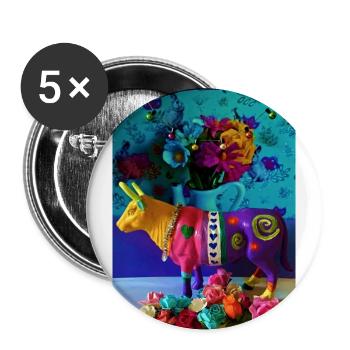 bunte Kuh - Buttons groß 56 mm (5er Pack) - Weiß - Vorne