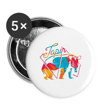 Farbenfroher Tapir Waldbewohner - Buttons groß 56 mm (5er Pack) - Weiß - Vorne