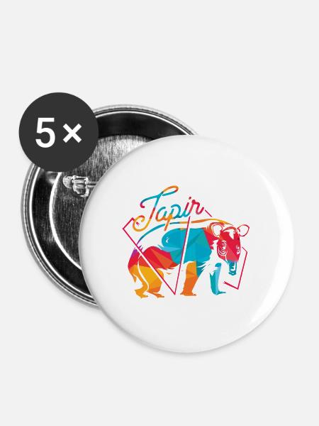 Farbenfroher Tapir Waldbewohner - Buttons groß 56 mm (5er Pack) - Weiß
