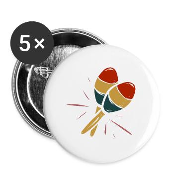 Rhythmische Maracas Perkussion - Buttons groß 56 mm (5er Pack) - Weiß - Vorne