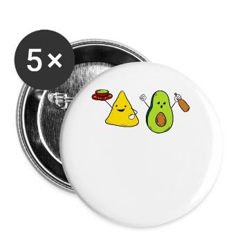 Guacamole Nacho Avocado Fiesta Mexico - Buttons groß 56 mm (5er Pack) - Weiß - Vorne