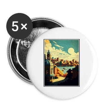Oslo Norwegen Vintage Reiseposter WPA Souvenir - Buttons groß 56 mm (5er Pack) - Weiß - Vorne