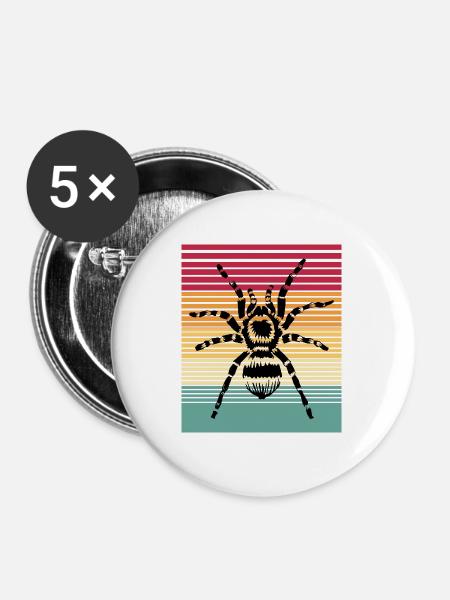 Nachtschwarze Tarantel Waldjägerin - Buttons groß 56 mm (5er Pack) - Weiß