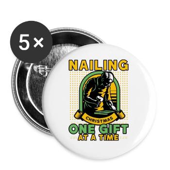 Der Weihnachtsmann liebt ein sauberes Lächeln Zahn - Buttons groß 56 mm (5er Pack) - Weiß - Vorne