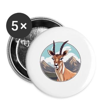 Antilope Aquarell Karikatur Kawaii Haustier Tier Colo - Buttons groß 56 mm (5er Pack) - Weiß - Vorne