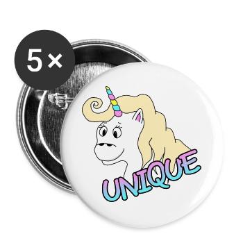 Einzigartiges Einhorn - Buttons groß 56 mm (5er Pack) - Weiß - Vorne