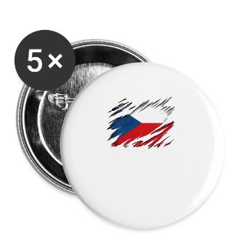 Tschechische Flagge - Buttons groß 56 mm (5er Pack) - Weiß - Vorne