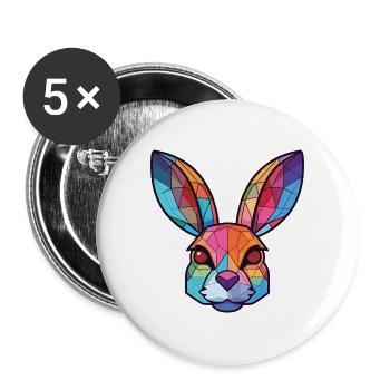 Hase buntes Aquarell Tier Haustier Illustration - Buttons groß 56 mm (5er Pack) - Weiß - Vorne