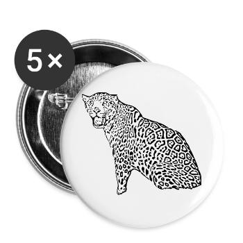 leopard schwarz - Buttons groß 56 mm (5er Pack) - Weiß - Vorne