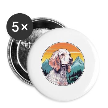 Englisch Setter Hund Rasse Cartoon Kawaii Aquarell - Buttons groß 56 mm (5er Pack) - Weiß - Vorne